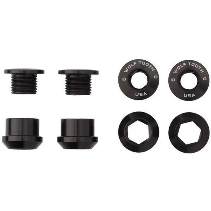 Wolf-tooth Wolf Tooth 1x Chainring Bolts And Nuts Set Of 4 In Black 2 Wolf-tooth Wolf Tooth 1x Chainring Bolts And Nuts Set Of 4 In Black