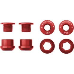 Wolf-tooth Wolf Tooth 1x Chainring Bolts And Nuts Set Of 4 In Red